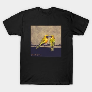 Yellow Weaver Birds in Conversation T-Shirt